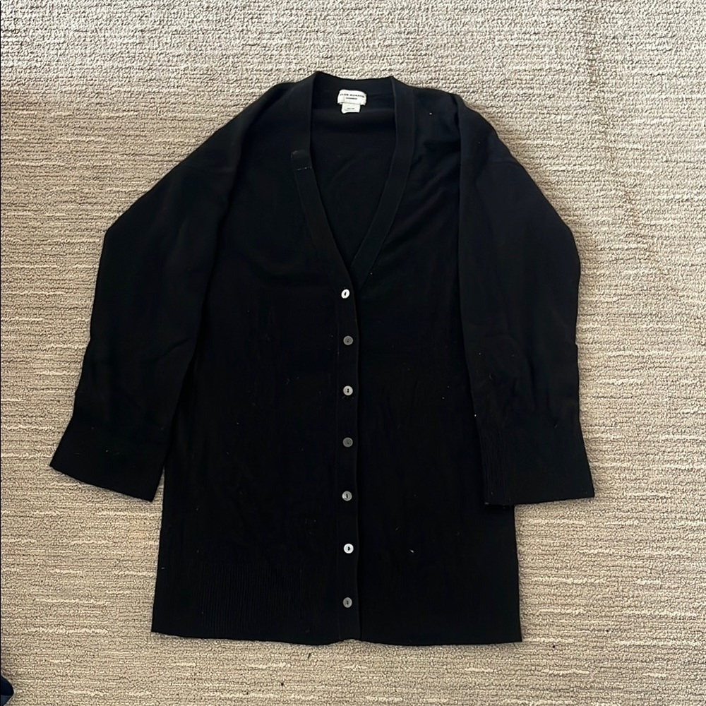 Club Monaco Black Cardigan Sweater V-Neck Medium Knit